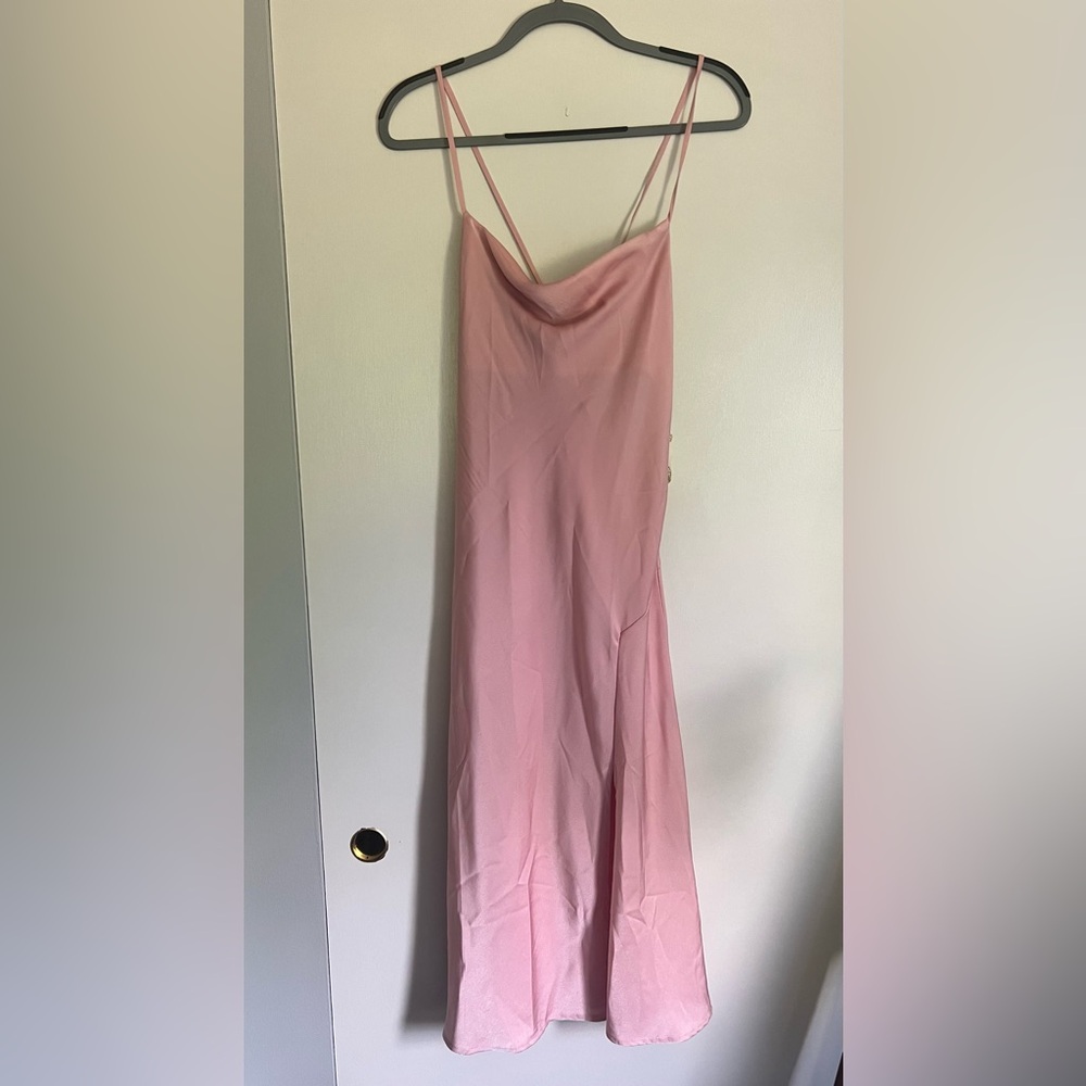NWT Altar’d State Pink Midi Slip Dress with slit
